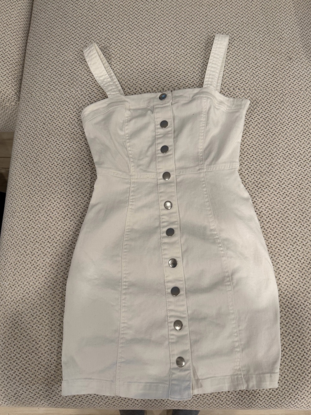 Forever 21 White Denim Dress with Front Snaps